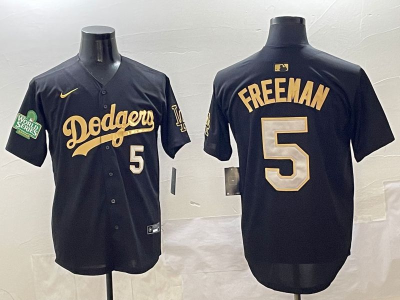 Men Los Angeles Dodgers #5 Freeman Black Gold Nike 2025 MLB Jersey style 4251